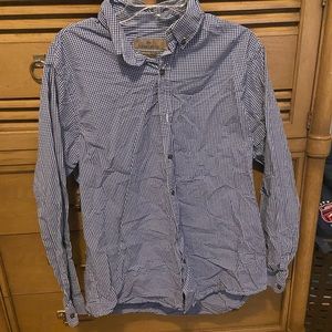 Blue and white button up
